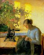 Anna Ancher Sewing fisherman's wife oil